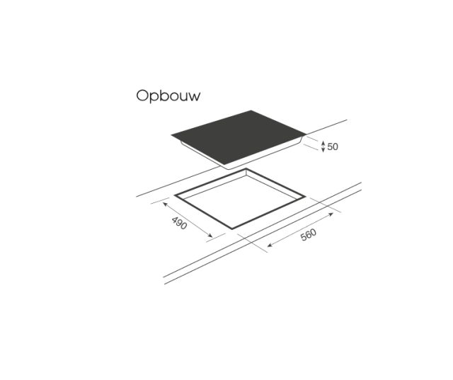Maattekening O+F inductie kookplaat CRF 604 04