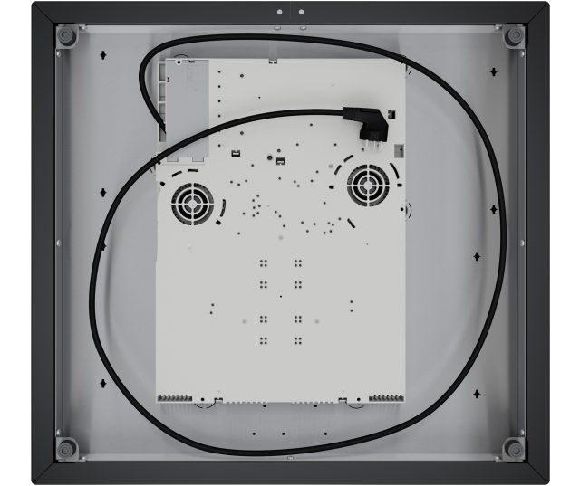 Pelgrim PKI260ZWA inductiekookplaat onderkant met interne bedrading en ventilatieopeningen