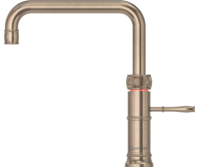 Quooker PRO3 Classic Fusion Square messing platina - kokend water kraan