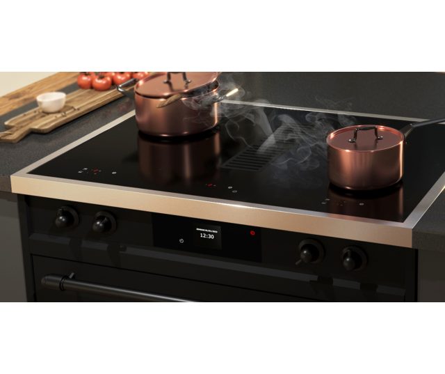 Elementi di Cucina IC9034-ZW-IX-B inductie fornuis met afzuiging - zwart - klassiek