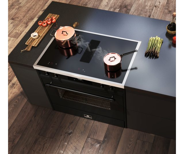 Elementi di Cucina IC9034-ZW-IX-B inductie fornuis met afzuiging - zwart - klassiek