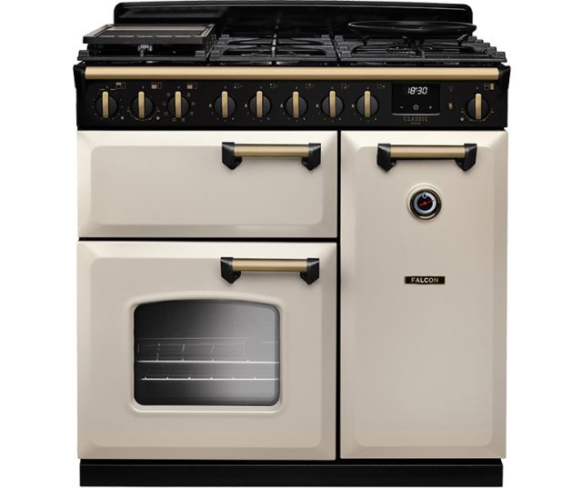 FALCON fornuis Classic Deluxe 2026 90 gas pale cream messing