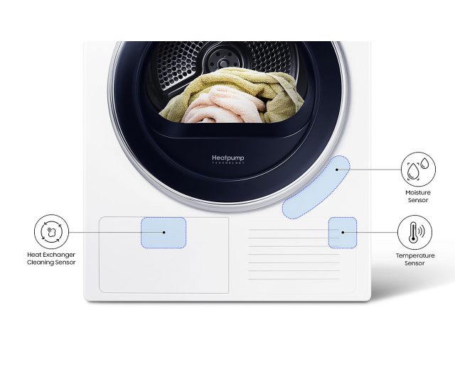 De Samsung DV70M5020IW is een super zuinige droger uitgevoerd met energieklasse A++ label