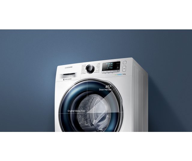 De Samsung WW90J6600CW wasmachine is een echt design apparaat met een vulgewicht van 9 kg