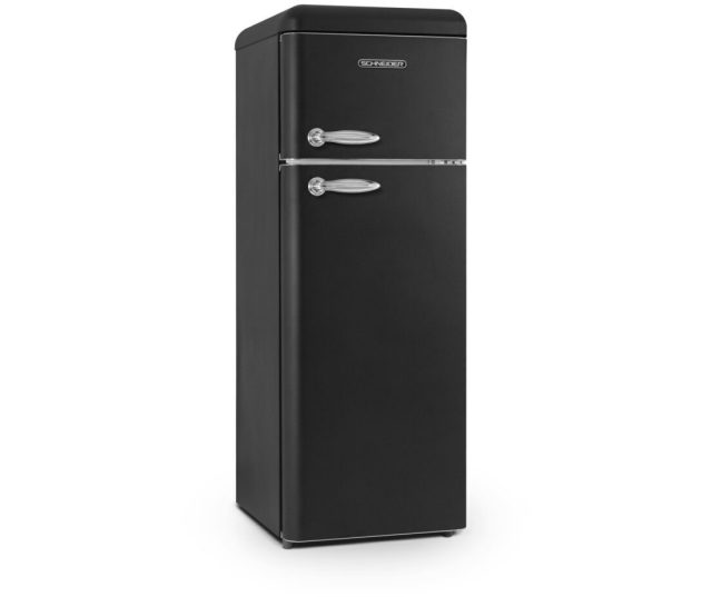 Schneider SCDD208VB retro jaren 50 koelkast - mat zwart