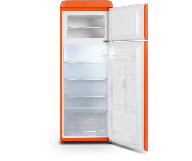 Schneider SCDD208VFLO retro jaren 50 koelkast - oranje