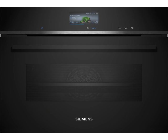 Siemens CS736G1B2 combi-stoomoven vooraanzicht met display broccoli receptuur
