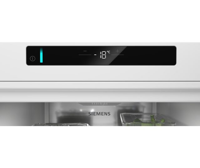Siemens GS36NVWDG vrieskast detail bedieningspaneel met touchbediening en digitaal display op -18 graden