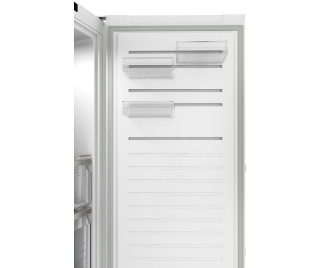 Siemens GS36NVWDG vrieskast detail lege deurrekken met drie transparante opbergbakjes op witte deurpanelen