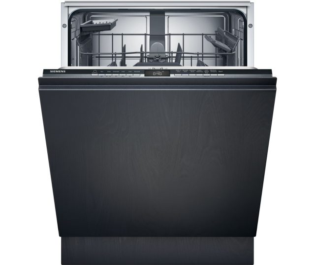 De Siemens SN63HX01AN is een volledig geintegreerde vaatwasser met bedieningspaneel op de bovenrand van de deur