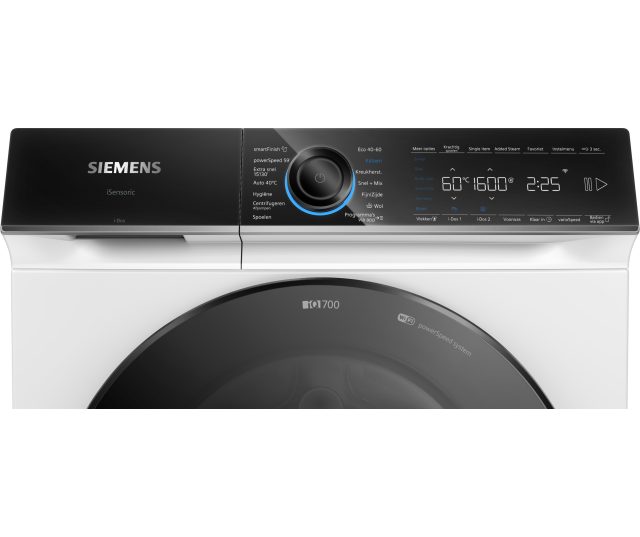 Siemens WG66B2ABNL wasmachine bovenaanzicht bedieningspaneel gedetailleerd