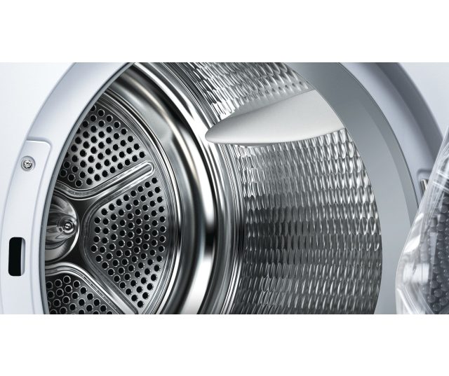 De trommel van de Siemens WT46G490NL condensdroger is uitgevoerd met een inhoud van 8 kg en de nieuwe structuur