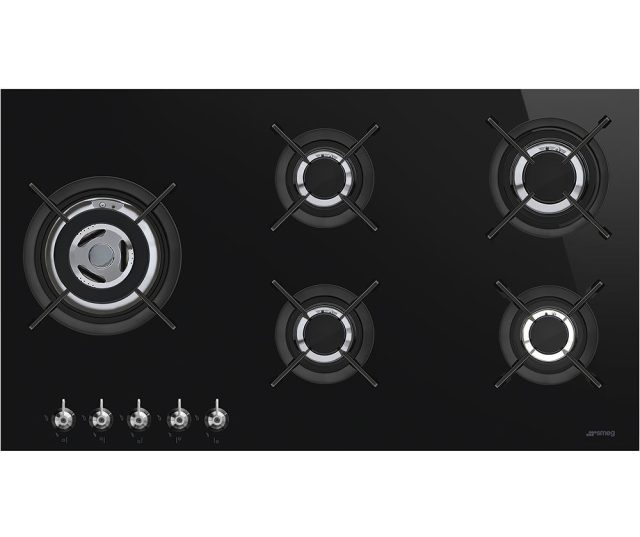 Smeg PV395LCNNLK inbouw gas kookplaat - gas-op-glas zwart
