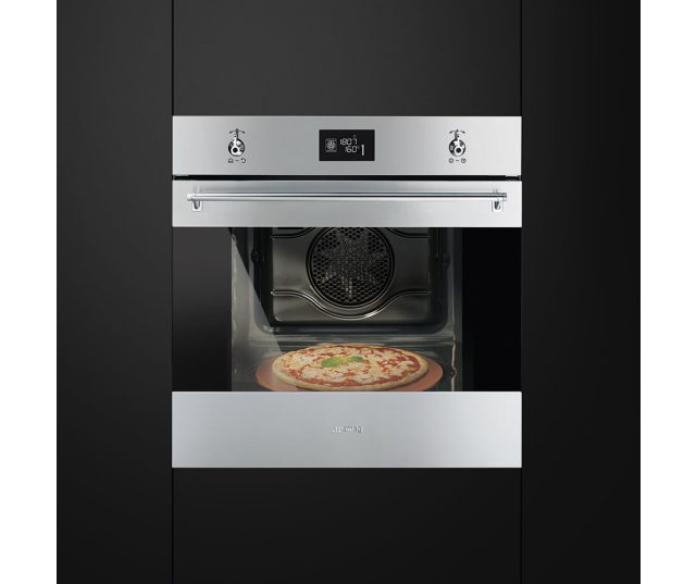 Smeg SF6390XPZE inbouw oven met pizza functie en pizza steen