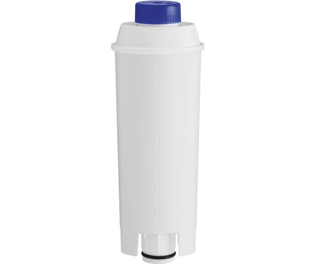 Smeg ECWF02 waterfilter vooraanzicht met blauwe dop en witte filtercartridge