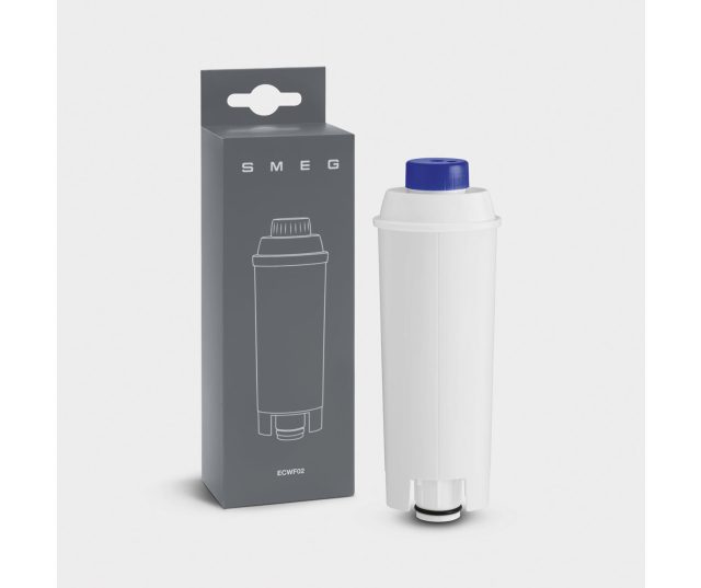 Smeg ECWF02 waterfilter met grijze verpakking en product naast elkaar