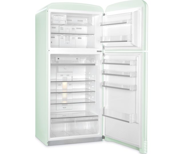 Het onderste gedeelte van de Smeg FAB50RPG koelkast groen, het koeldeel, heeft een inhoud van 315 liter