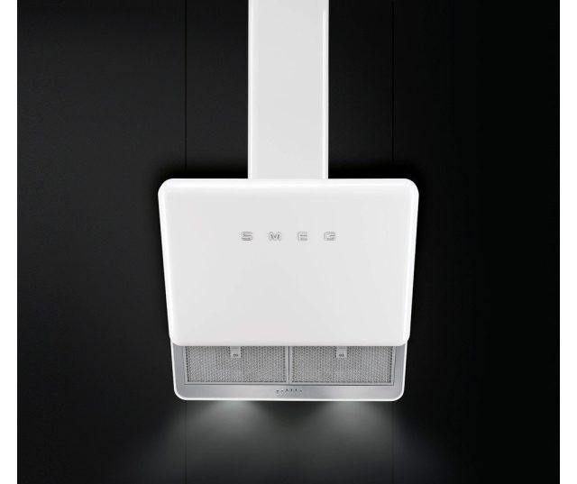 Let op! De Smeg KFAB75WH afzuigkap wand wordt geleverd zonder schachtdeel