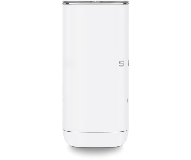 Smeg MFF02WHMEU melkopschuimer rechterzijkant met SMEG-tekstweergave