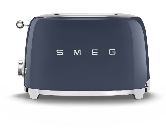 Smeg TSF01NBEU broodrooster linkerzijkant met glanzende knop en SMEG-branding