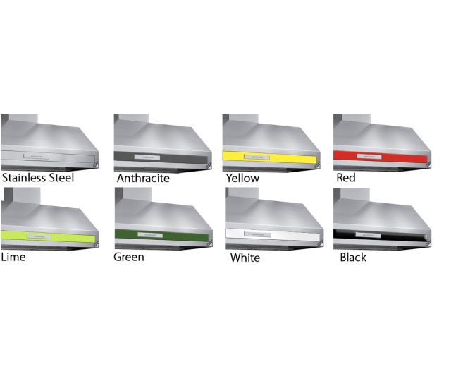 De GK90 is leverbaar in de kleuren roestvrijstaal, antraciet, geel, rood, lime, groen, wit en zwart