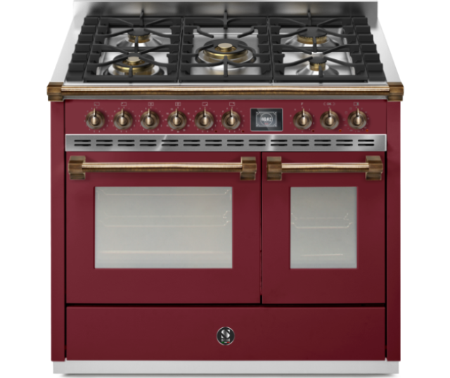 Steel Ascot AQ10SF-4M BR gas fornuis - 100 cm - combi-stoomoven - Bordeaux