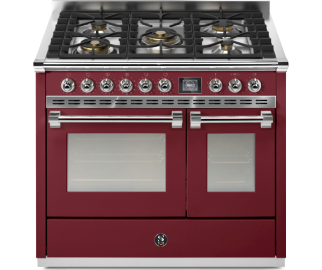 Steel Ascot AQ10SF-4M BR gas fornuis - 100 cm - combi-stoomoven - Bordeaux