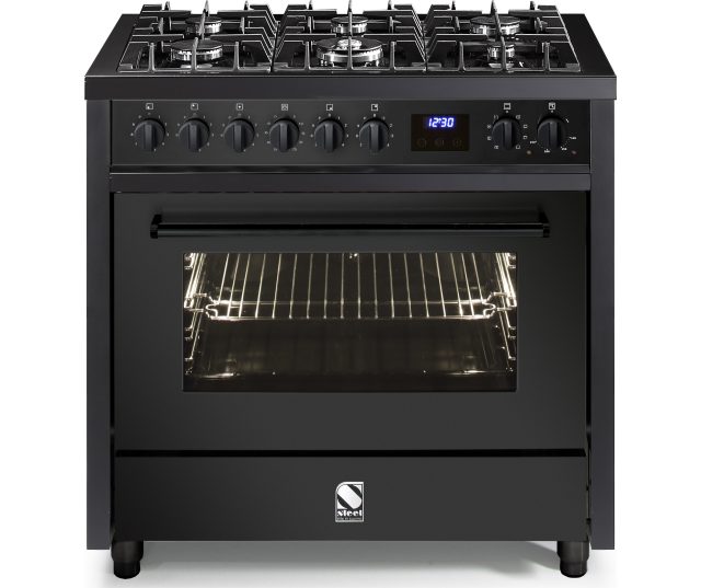 Steel E9F-6 NF Enfasi fornuis zwart - All black serie