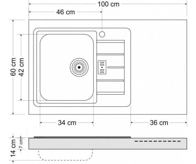 PREMIUMLINE MP 100 S edelstaal minikeuken - Wit