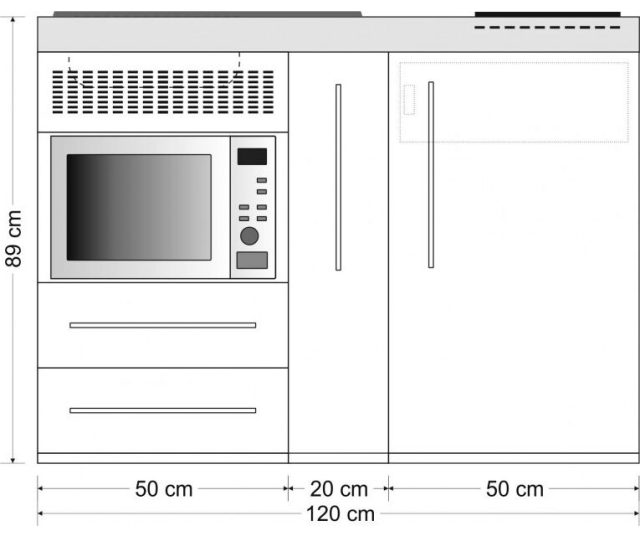 Stengel PREMIUMLINE MPM 120 A edelstaal minikeuken - Wit