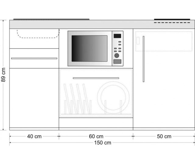 minikeuken Stengel PREMIUMLINE 150 cm edelstaal - Wit