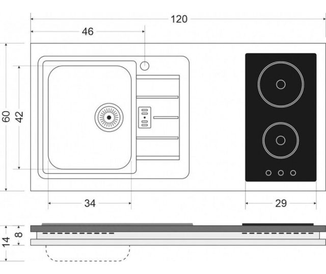 Stengel DESIGNLINE MD 120 wit minikeuken