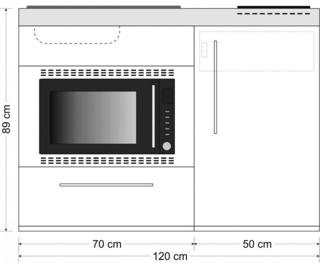 LONDON 120 cm met 3 toestellen Stengel minikeuken - Wit