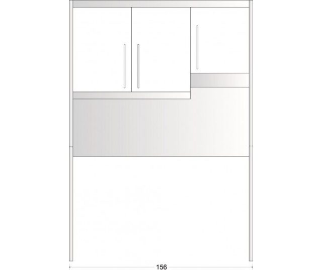 PORTO 150 cm STUDIOLINE met 4 toestellen Stengel minikeuken - Wit