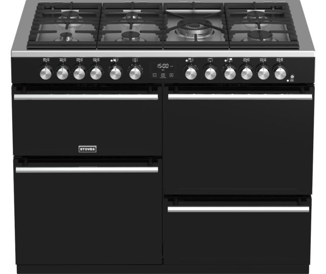 Dankzij de 7 branders op het Stoves Precision DX S1100DF EU BK fornuis heeft u altijd genoeg ruimte