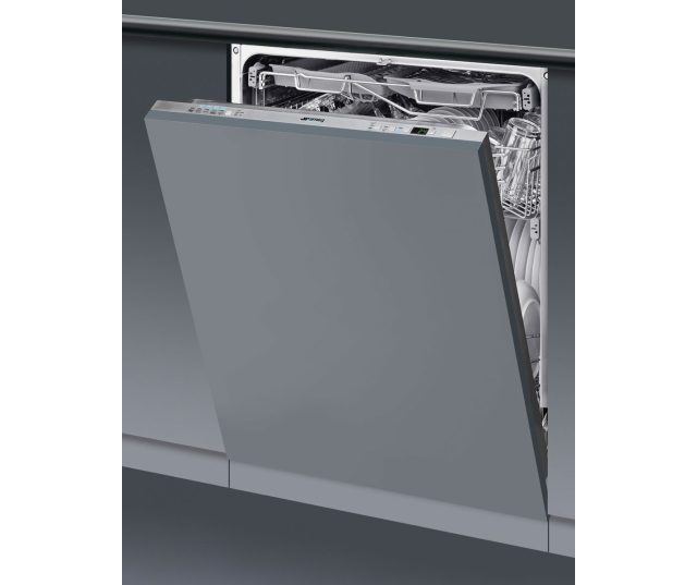 De Smeg STP364T is een volledig geintegreerde inbouw vaatwasser uitgevoerd in een semi-professioneel model