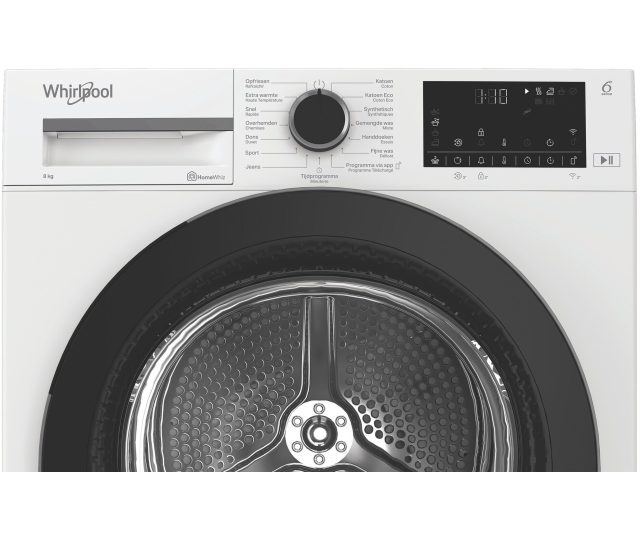 Whirlpool C WD1 84M WBS warmtepompdroogkast zijaanzicht met ribbelpatroon zijwand