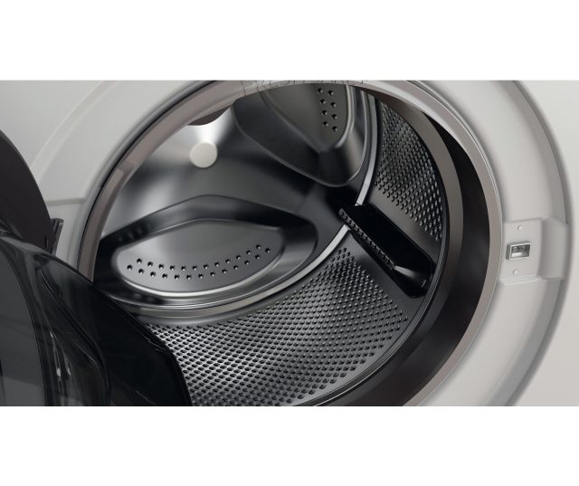 Whirlpool was/droogcombinatie interieur detail trommelstructuur en aanzuigopening met ventilatiepatroon