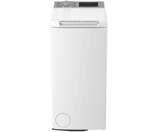 Whirlpool bovenlaadwasmachine vrijstaand, frontaanzicht met gesloten deksel