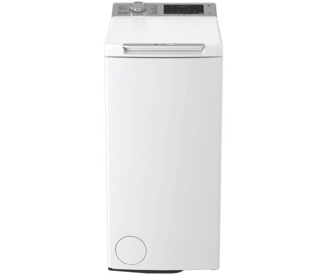 Whirlpool vrijstaande bovenlaad wasmachine, frontaal zijaanzicht met gesloten deksel