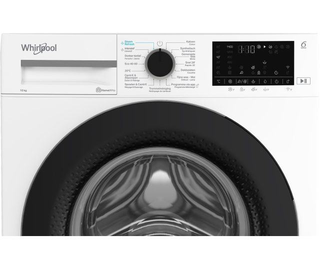 Whirlpool WAM 09WB BE wasmachine bovenaanzicht met bedieningselementen en draaiknop