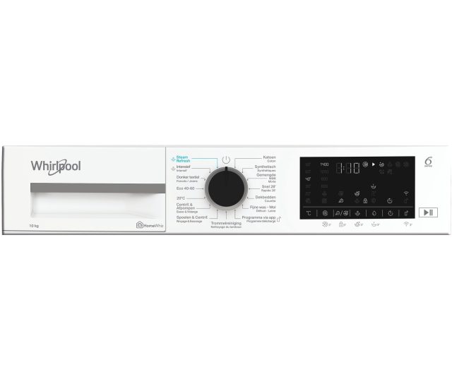 Whirlpool WAM 09WB BE wasmachine zijaanzicht met controletoetsen en display