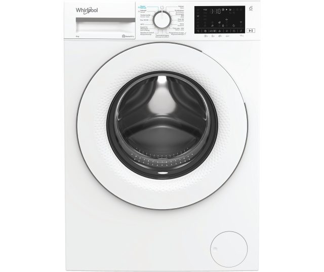 Whirlpool vrijstaande wasmachine frontaanzicht met open trommel zichtbaar