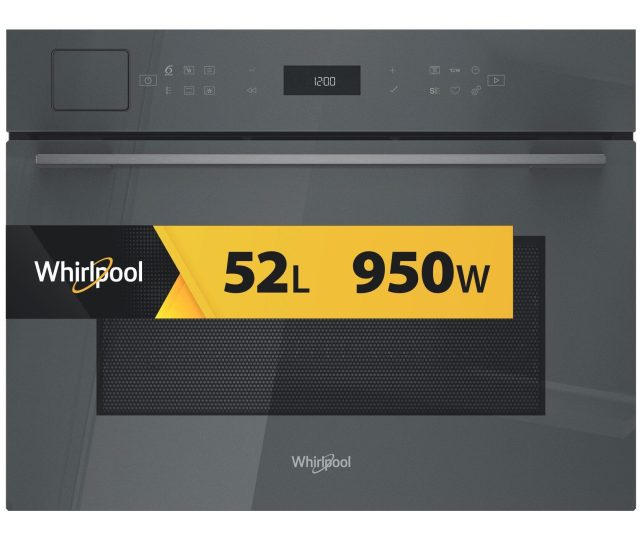 Whirlpool WCT7A9PHTSSG combi-stoomoven met magnetron vooraanzicht gesloten deur met magnetrondisplay
