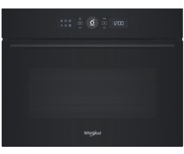 Whirlpool WCW56HMB oven met magnetron, vooraanzicht gesloten met bedieningspaneel en display