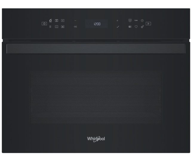 Whirlpool WCW76HTB magnetron combi, vooraanzicht gesloten met bedieningspaneel en digitaal display