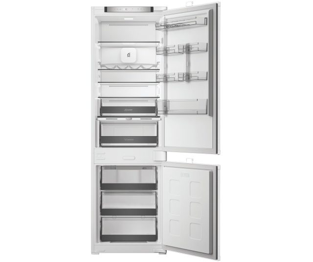 Whirlpool WHK2 5294 B6E inbouw koelkast-vriezer met beide deuren geopend, interieur zichtbaar