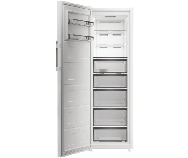 Whirlpool WHMFF 6312 W5E vriezer geopende deur met lege uitschuiflade en interne vriesschappen