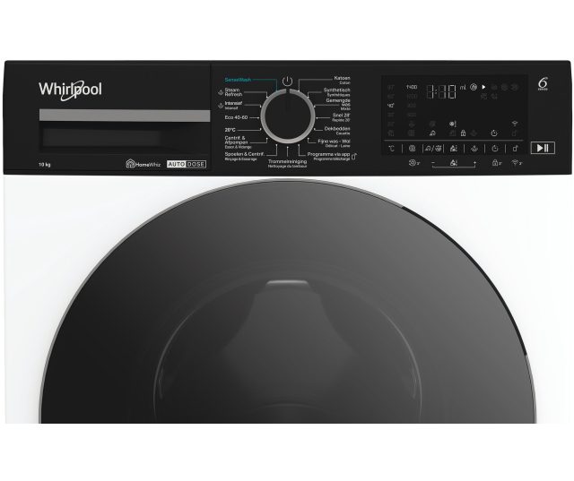 Whirlpool WPM 07W ADS BE wasmachine bovenaanzicht bedieningspaneel detail