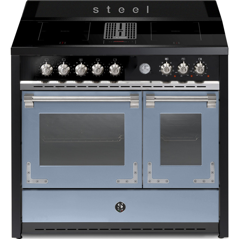STEEL Oxford X10FF-4FIKW CE fornuis met afzuiging blauw